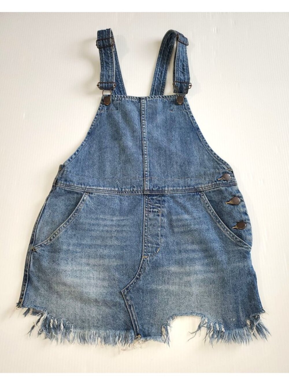 Free People Womens Torn Up Jumper Fray Hem Denim Overall Size 0 1314 - Picture 14 of 16